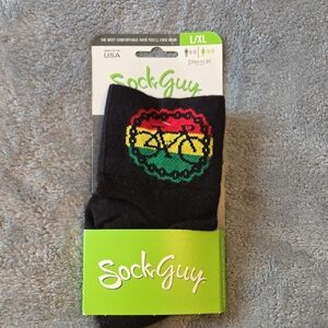 Sock Guy Rasta Ride Black Cycling Socks New!